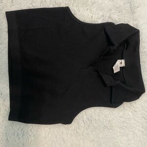 Black Sleeveless Ribbed Top